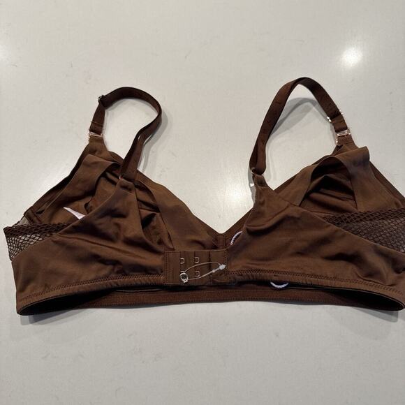 Savage X Fenty Women’s Size 4-6 Brown Wireless Bra Sheer Net Detail - Picture 2 of 10